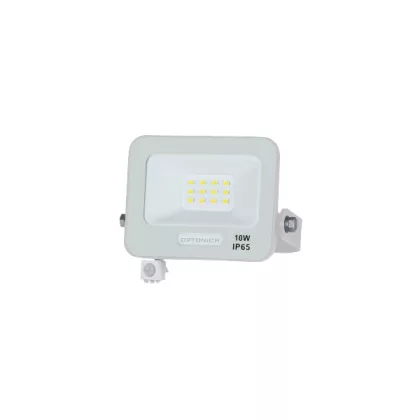   OPTONICA 15837 LED SMD FLOODLIGHT WHITE 10W 90lm/W AC180-265V 120° IP65 6000K + SENSOR - 15cm CABLE