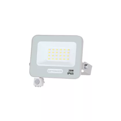   OPTONICA 15840 LED SMD FLOODLIGHT WHITE 20W 90lm/W AC180-265V 120° IP65 6000K + SENSOR - 15cm CABLE