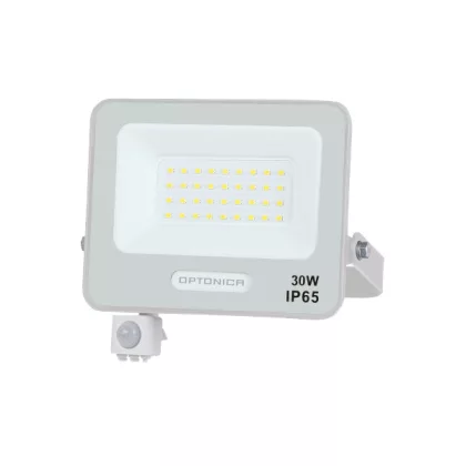   OPTONICA 15844 LED SMD FLOODLIGHT WHITE 30W 90lm/W AC180-265V 120° IP65 4000K + SENSOR - 15cm CABLE