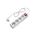   OPTONICA 7609 4-es elosztó gyermekvédelemmel kapcsolóval 3G1.0mm-1.5M, 16A, 230V, Max3500W, IP20 - fehér