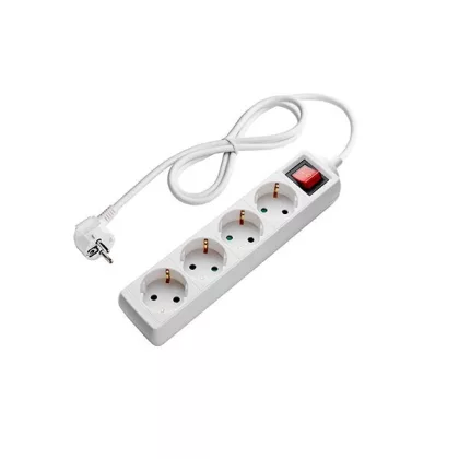   OPTONICA 7610 4-es elosztó gyermekvédelemmel kapcsolóval 3G1.5mm-3M, 16A, 230V, Max3500W, IP20 - fehér