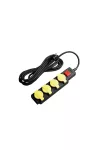 OPTONICA 7613 4-es elosztó gyermekvédelemmel kapcsolóval H07RN3G1.5mm-5M, 16A, 250V, Max3500W, IP44 - YELLOW+BLACK