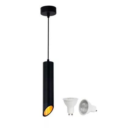   OPTONICA 9098 HANGING FIXTURE GU10+5W 2700K ALUMINIUM BLACK BODY/GOLD REFLECTOR 6X30CM