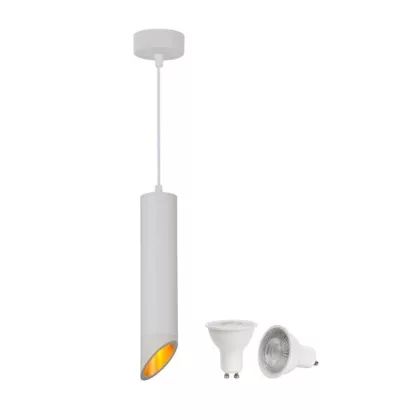   OPTONICA 9099 HANGING FIXTURE GU10+5W 2700K ALUMINIUM WHITE BODY/GOLD REFLECTOR 6X30CM
