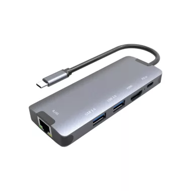 OPTONICA 9521 5 in 1 Type-C hub (1*HDMI 4K60Hz+2*USB3.0+1*LAN+1*PD) - ALUMINIUM