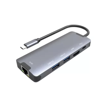 OPTONICA 9521 5 in 1 Type-C hub (1*HDMI 4K60Hz+2*USB3.0+1*LAN+1*PD) - ALUMINIUM OPTONICA 9521 5 in 1 Type-C hub (1*HDMI 4K60Hz+2*USB3.0+1*LAN+1*PD) - ALUMINIUM