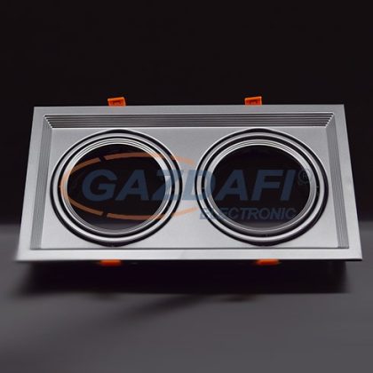   OPTONICA OT5084 ezüst, négyzet spot lámpatest, állítható, dupla AR111 330*180*42mm