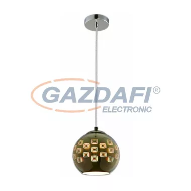 OPTONICA PD9004 3D üveg függesztett lámpa, négyzet mintás, króm - E27 40W 200x175mm