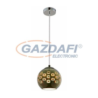   OPTONICA PD9004 3D üveg függesztett lámpa, négyzet mintás, króm - E27 40W 200x175mm