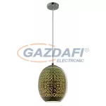   OPTONICA PD9008 3D üveg függesztett, ovális lámpa, kör mintás, króm - E27 40W 220x275mm