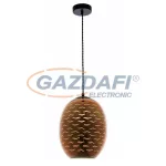   OPTONICA PD9009 3D üveg függesztett, ovális lámpa, sirály mintás, réz - E27 40W 220x275mm