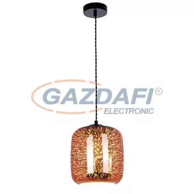 OPTONICA PD9013 3D üveg függesztett, henger alakú lámpa, tűzijáték hatás, réz - E27 40W 200x213mm