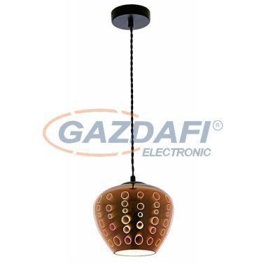 OPTONICA PD9021 3D üveg függesztett csillár,kör mintás,réz - 40W E27 200x165mm