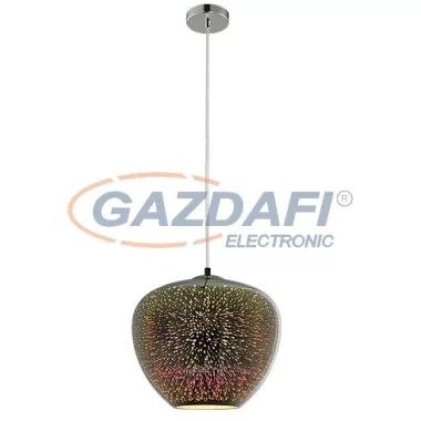 OPTONICA PD9023 3D üveg függesztett csillár,tűzijáték hatás,króm- 40W E27 290x250mm