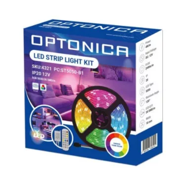 OPTONICA ST4321 LED szalag szett Adapter+IR controller+RGB távirányító 30ledes 12W 12V 1200lm 120° IP20