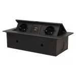   ORNO OR-AE-13109(GS)/B Asztalba süllyeszthető elosztó és USB töltő, 2x2P+E, 2xUSB, fekete színben