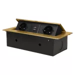  ORNO OR-AE-13109(GS)/BR Asztalba süllyeszthető elosztó és USB töltő, 2x2P+E, 2xUSB, sárgaréz színben