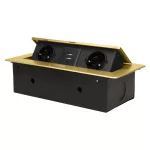   ORNO OR-AE-13109(GS)/C Asztalba süllyeszthető elosztó és USB töltő, 2x2P+E, 2xUSB, arany színben