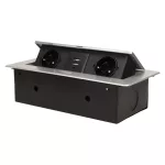   ORNO OR-AE-13109(GS)/G Asztalba süllyeszthető elosztó és USB töltő, 2x2P+E, 2xUSB, ezüst színben