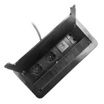   ORNO OR-AE-13125/B(GS) Asztalba süllyeszthető elosztó porálló kefével, 2x2P+Z, 2xUSB, 2xNET, fekete színben, 1,5m kábellel