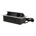   ORNO OR-AE-13126(GS)/G Asztalba süllyeszthető elosztó és USB töltő, 2x2P+E, 2xUSB, ezüst színben, 1,5m kábellel