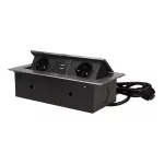   ORNO OR-AE-13126(GS)/GR Asztalba süllyeszthető elosztó és USB töltő, 2x2P+E, 2xUSB, grafit színben, 1,5m kábellel