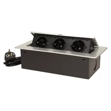 ORNO OR-AE-1337/G(GS) Asztalba süllyeszthető elosztó, 3x2P+E, ezüst színben, 1,5 m kábellel ORNO OR-AE-1337/G(GS) Asztalba süllyeszthető elosztó, 3x2P+E, ezüst színben, 1,5 m kábellel