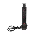   ORNO OR-AE-1349(GS)/B Felugró süllyeszthető asztali aljzat USB töltővel, blokkoló rendszerrel, Ø6cm, 3x2P+E, 1,8 m kábellel