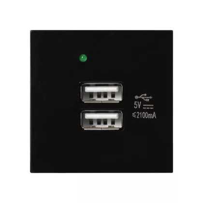   ORNO OR-GM-9010/B/USBX2 NOEN Beépíthető dupla USB dugalj (2,1A), fekete színben