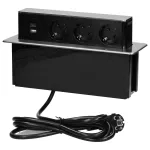   ORNO OR-GM-9014(GS)/B-G Asztalba süllyeszthető elosztó, 2xUSB port (A + C 3.0A), 2 m kábellel