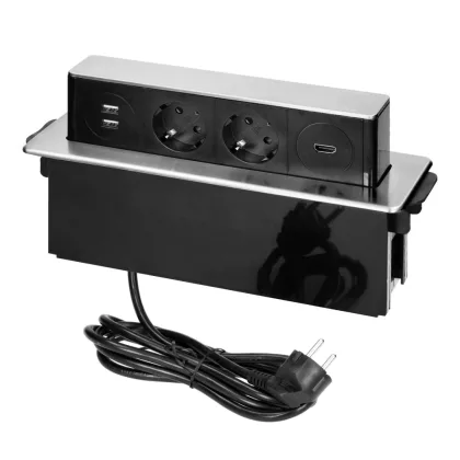ORNO OR-GM-9016(GS)/B-G Asztalba süllyeszthető elosztó, 2x2P+E, 2xUSB (A Type), HDMI, 2 m kábellel ORNO OR-GM-9016(GS)/B-G Asztalba süllyeszthető elosztó, 2x2P+E, 2xUSB (A Type), HDMI, 2 m kábellel