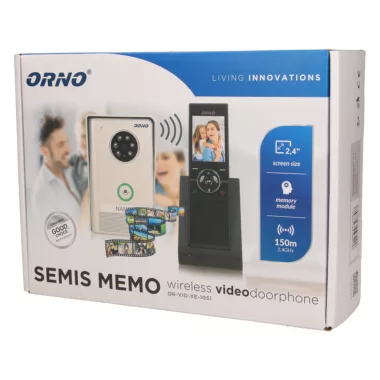 ORNO OR-VID-XE-1051/W SEMIS MEMO Vezeték nélküli kaputelefon, színes, 2,4 "LCD kijelző ORNO OR-VID-XE-1051/W SEMIS MEMO Vezeték nélküli kaputelefon, színes, 2,4 "LCD kijelző