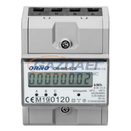 ORNO OR-WE-520 Digitális fogyasztásmérő, 3 fázisú, 80A