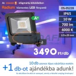 RADIUM LED fényvető, 10W, 700Lm, 4000K, 125x29mm, IP65