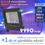 RADIUM LED fényvető, 50W, 4000Lm, 4000K, 227x37mm, IP65