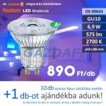 RADIUM LED fényforrás, GU10, 6,9W, 575Lm, 240V, 2700K