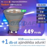 RADIUM LED fényforrás, GU10, 3W, 250Lm, 240V, 4000K