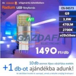   RADIUM LED fényforrás, G9, 3.8W, 470Lm, 240V, 2700K, opál búra