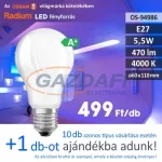   RADIUM A60 LED fényforrás, E27, 5.5W, 470Lm, 240V, 4000K, opál búra