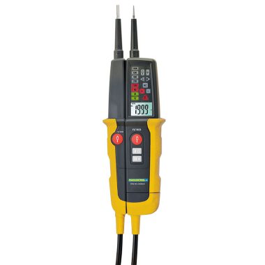TRACON PANMV-1000AD 2 pólusú feszültségvizsgáló ésAVK teszter, LED LCD kijelző 12-1000V AC/DC, 30mA FI‐Test