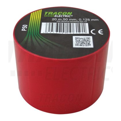   TRACON P50 Szigetelőszalag, piros 20m×50mm, PVC, 0-90°C, 40kV/mm
