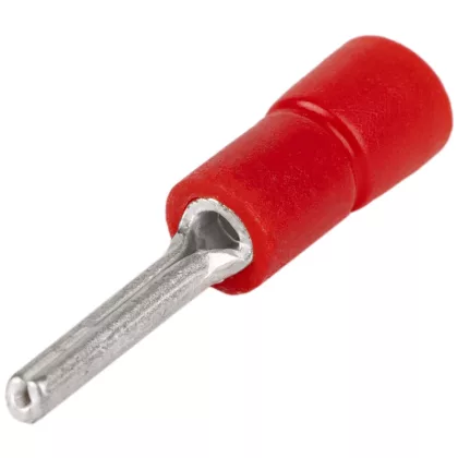   TRACON PCS Szigetelt csapos saru, ónozott elektrolitréz, piros 1,5mm2, (l1=12mm, d1=1,8mm), PVC