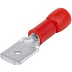 TRACON PCS5 Szigetelt rátolható csatlakozó csap, sárgaréz, piros 4,8×0,8mm, 1,5mm2