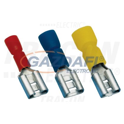   TRACON PCSH5 Szigetelt rátolható csatlakozó hüvely, sárgaréz, piros 4,8×0,5mm, 1,5mm2, 100 db/csomag