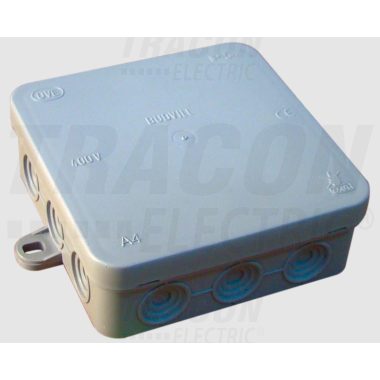 TRACON PD100X100 Rugalmas kötődoboz, falon kivüli, szürke 100×100×40mm, IP54, 5 db/csomag