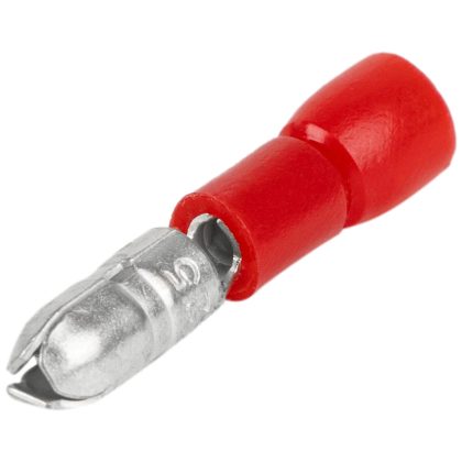 TRACON PH4 Szigetelt hengeres csatlakozó dugó, elektrolitréz, piros 1,5mm2, (d1=1,8mm, d2=
