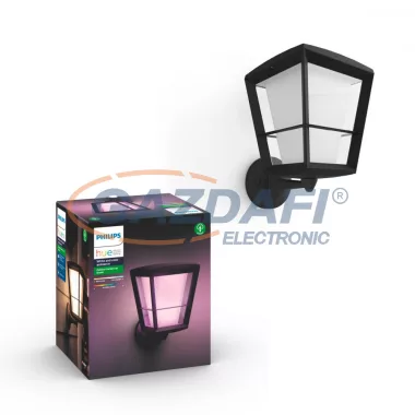 PHILIPS 17439/30/P7 Econic Hue LED kültéri falikar "fel" fekete 15W dimmelhető 2000 - 6500K 1150lm 25000h A IP44