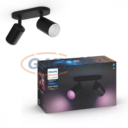   PHILIPS 50632/30/P7 Fugato LED spot lámpa falon kívüli fekete 2x5.7W 240V 2200-6500K 700lm GU10 15000h A+ A+ IP20 bluetooth