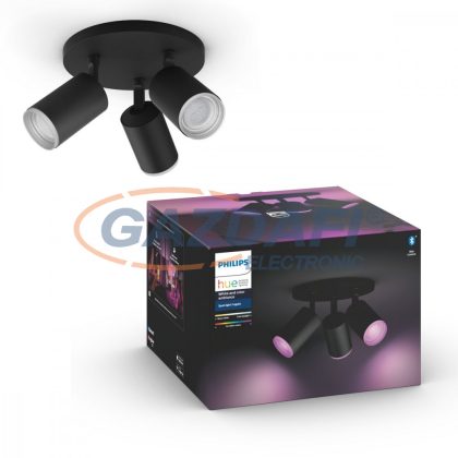   PHILIPS 50633/30/P7 Fugato LED spot lámpa falon kívüli fekete 3x5.7W 240V 2200-6500K 1050lm GU10 15000h A+ A+ IP20 bluetooth