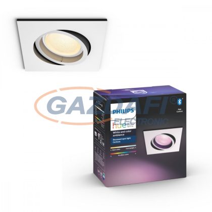   PHILIPS 50551/31/P7 Centura LED süllyesztett spot lámpa fehér 1x5.7W 240V szögletes 2200-6500K 350lm GU10 15000h A+ IP20 bluetooth